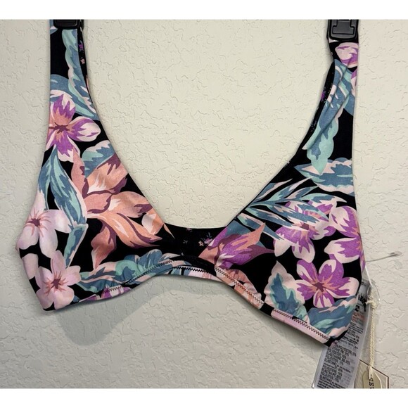 Billabong swim Nights In Paradise Top | Floral Reversible Black | NWT Large - Picture 3 of 7